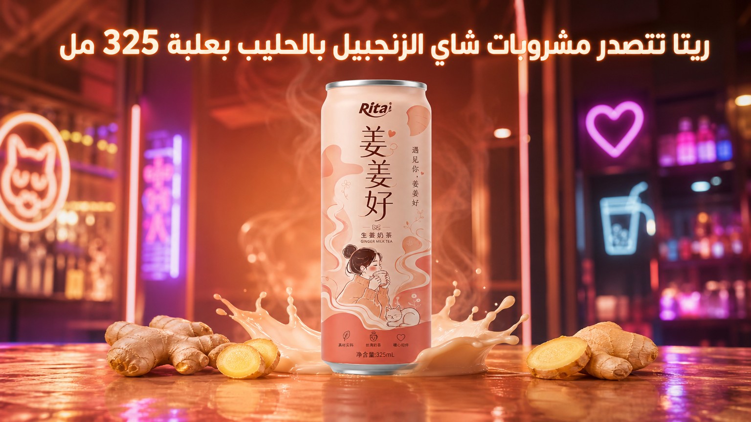 ريتا تتصدر مشروبات شاي الزنجبيل بالحليب بعلبة 325 مل