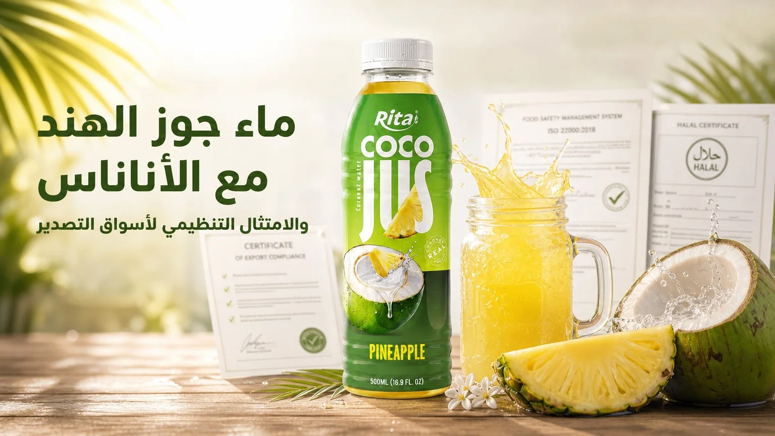 ماء جوز الهند مع الأناناس والامتثال التنظيمي لأسواق التصدير