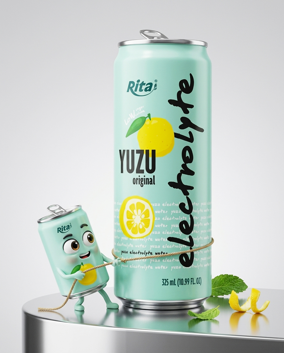 Yuzu Lemon  Electrolyte Water Drink 325ml  Low Sugar Hydration Beverage Poster 2