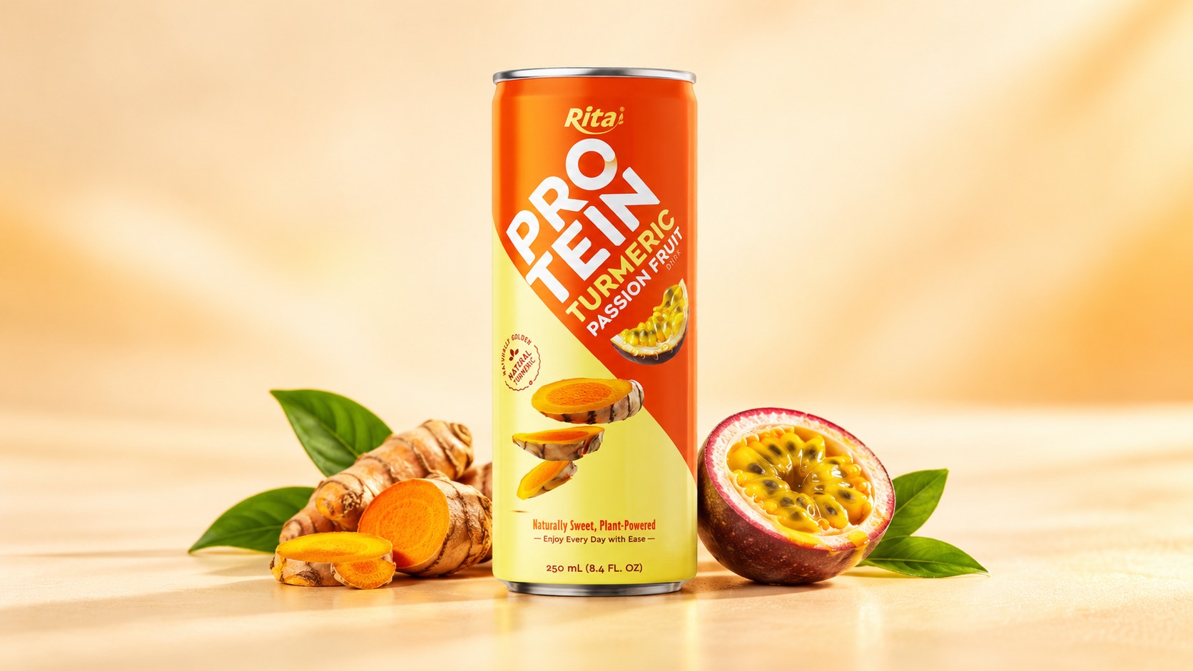 250ml RITA Turmeric Passion Fruit Drinks – Original & Protein Slim Can Poster 2