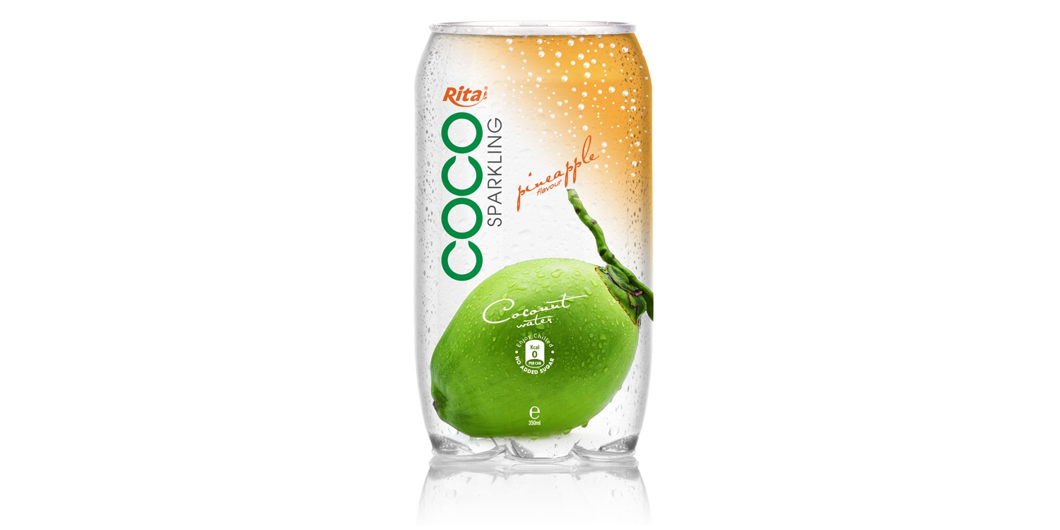 350ML الحيوانات الأليفة زجاجة ماء جوز الهند متألقة مع عصير الأناناس