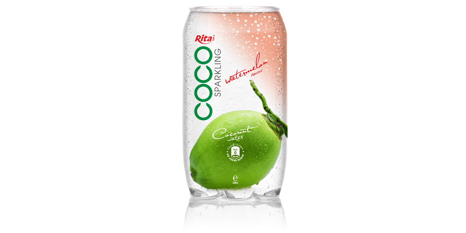 350ML الحيوانات الأليفة زجاجة ماء جوز الهند متألقة مع عصير البطيخ