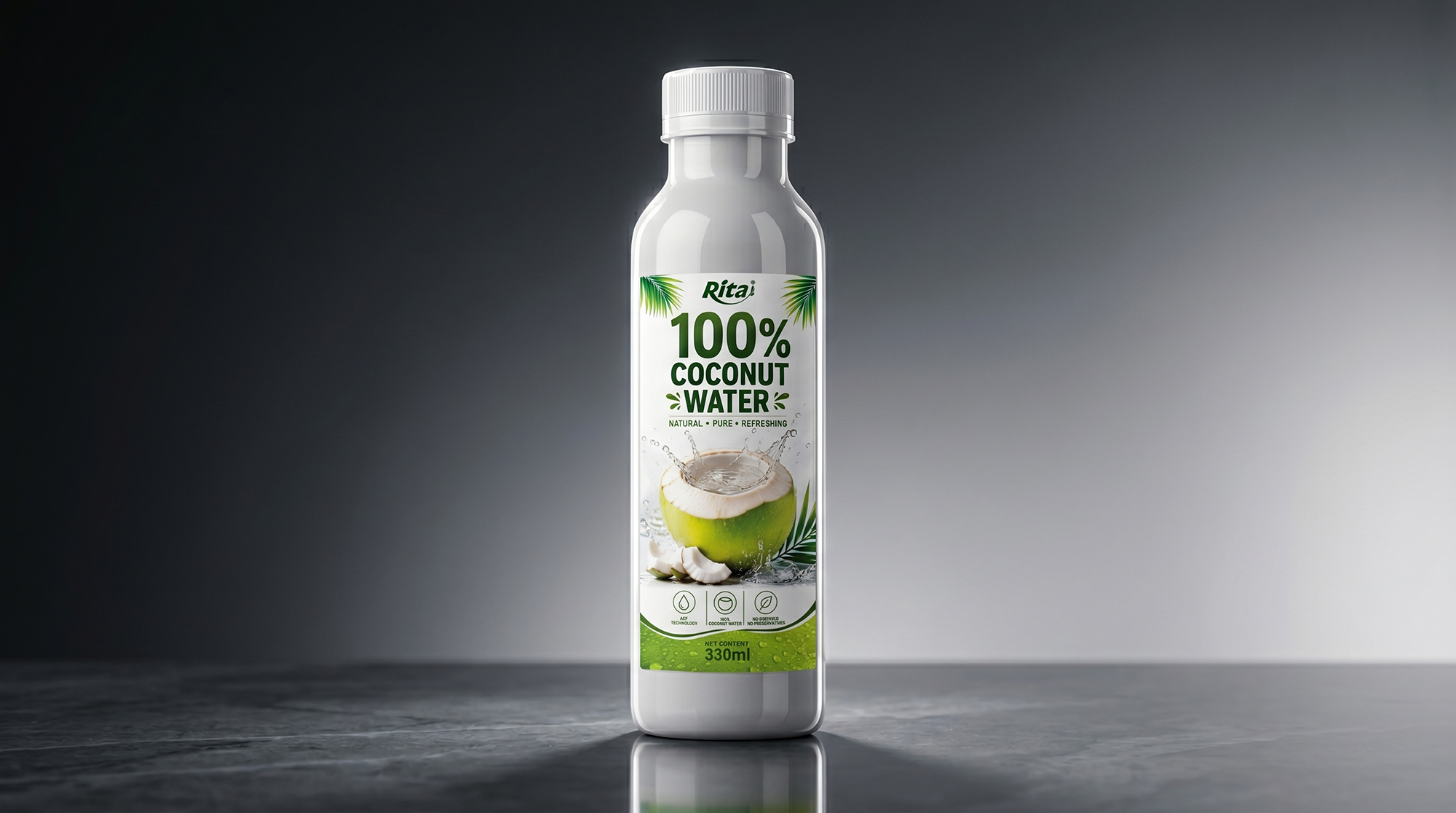 100% Pure Young Coconut Water 330ml PET Bottle Wholesale Poster 1