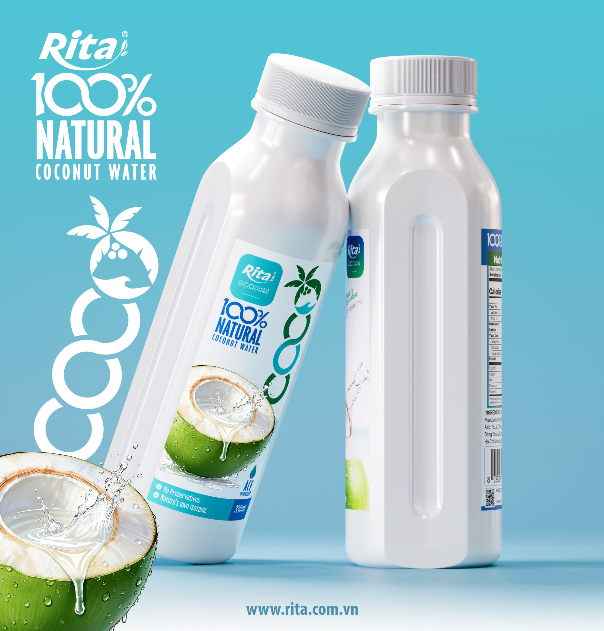 100% Fresh Coconut Water 330ml PET  COCO AFC Poster 2