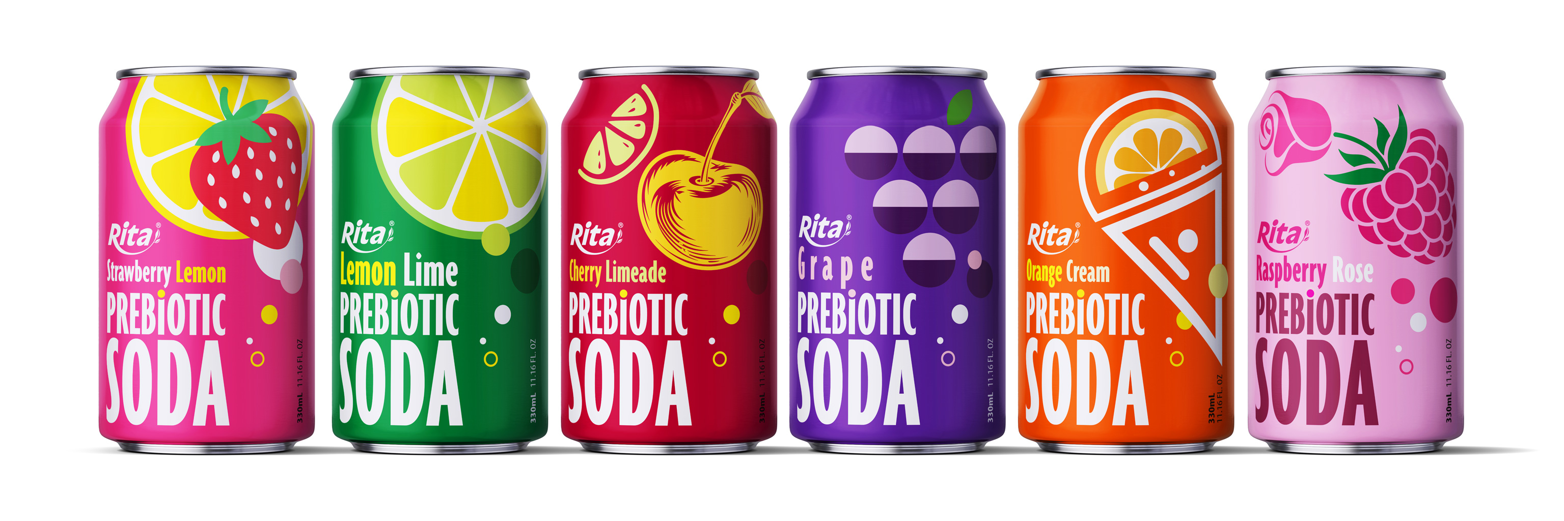 Raspberry Rose Prebiotic Soda 330ml short can Poster 1