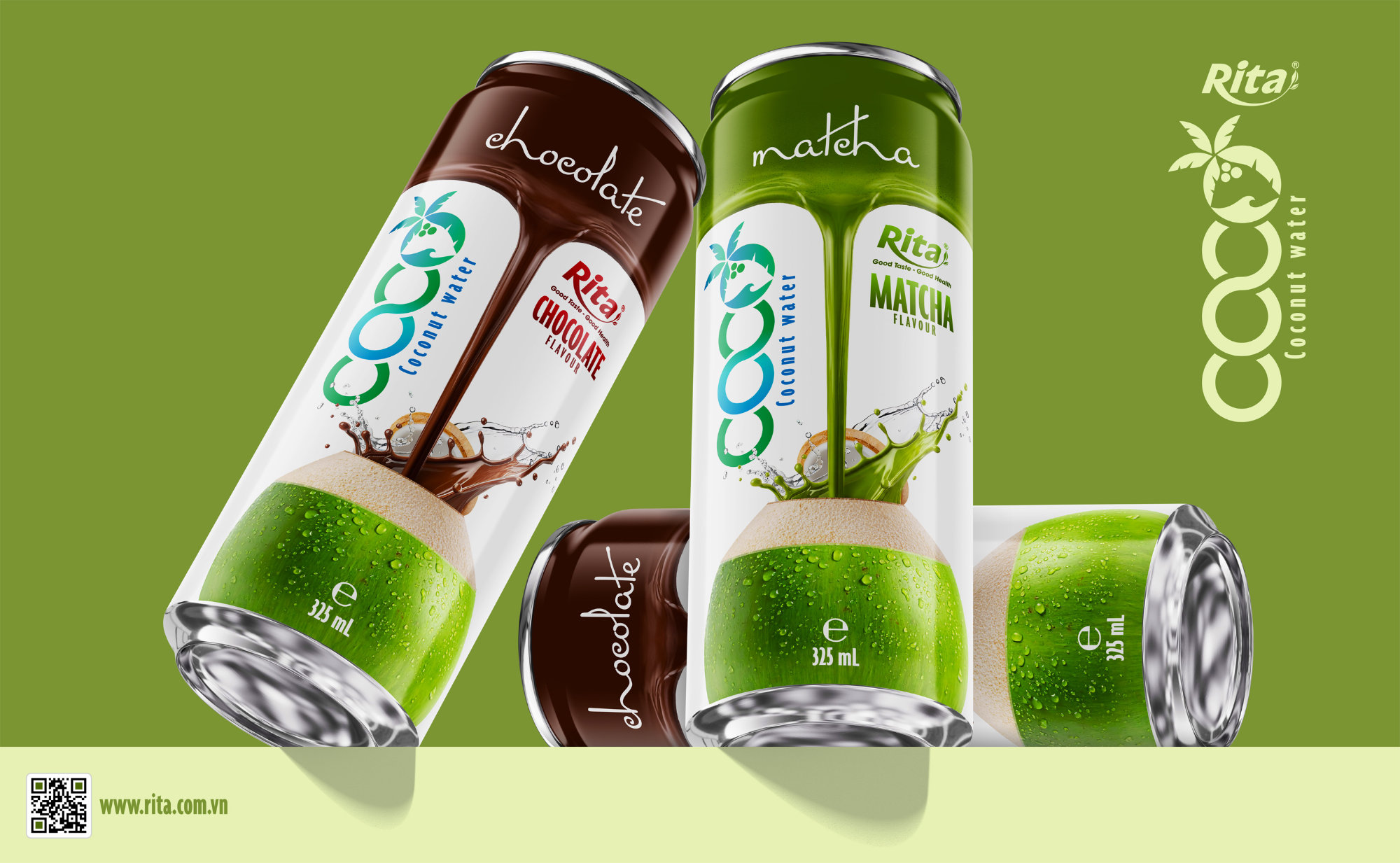 Coconut water with  Matcha Flavor 325ml sleek can Poster 2