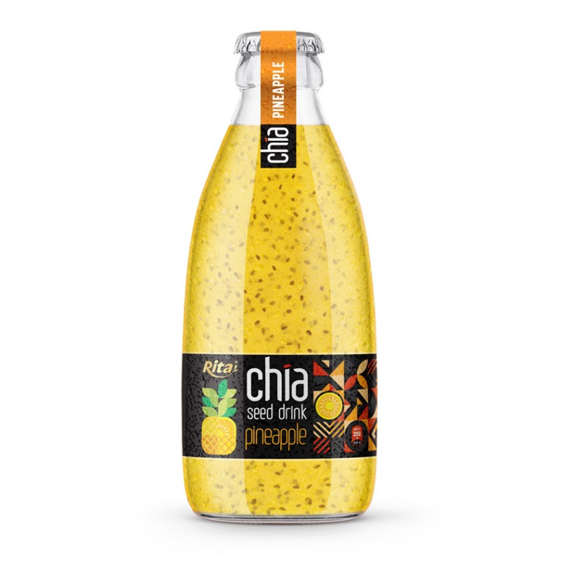 250ml_glass_bottle_Chia_seed_drink_with_pineapple_flavor_RITA_brand
