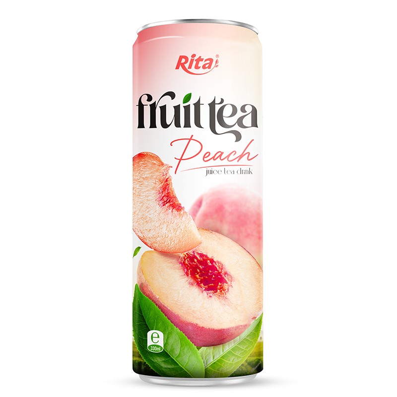 330ml_Sleek_alu_can_Peach_juice_tea_drink_healthy_with_green_tea